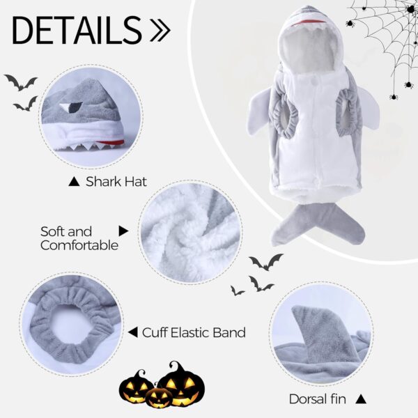 NACOCO Halloween Pet Shark Costume - Dog Cute Clothes Hoodie Cat Warm Outfit Coat Apparel for Small Medium Large Dogs and Cats (Grey, M) - Image 4