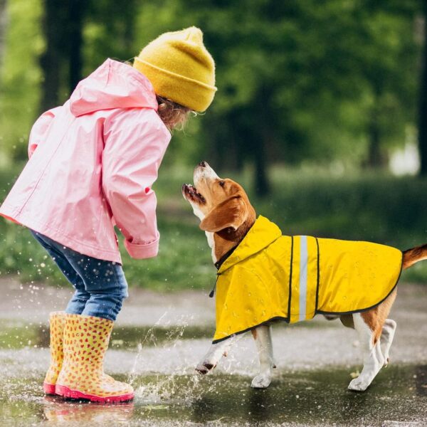 Dog Raincoat - Reflective Dog Rain Coat, Waterproof Dog Jacket, Adjustable Dog Rain Jacket with Hoodie, Lightweight Dog Poncho Slicker for Small Medium Large Dogs (Large, Yellow) - Image 6