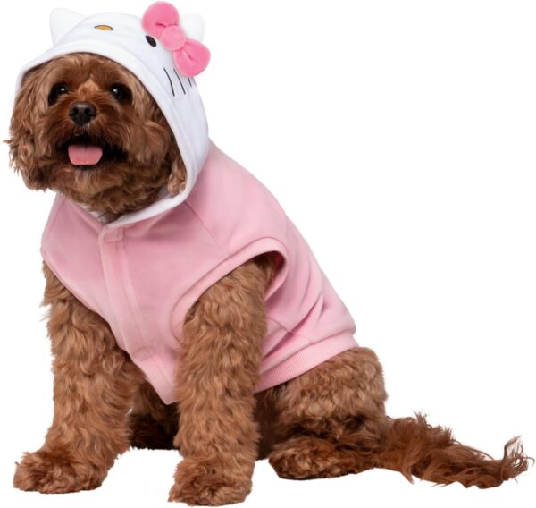 Hello Kitty and Friends Hello Kitty Dog Hoodie - Velvet Plush Hooded Pet Shirt with Character Design (Medium)