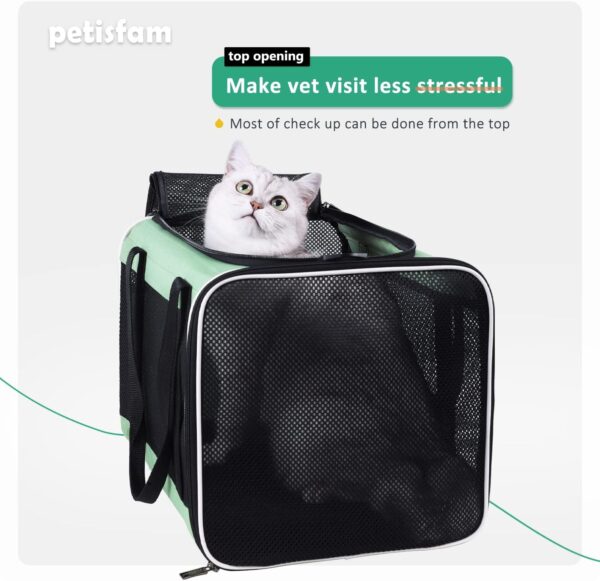 petisfam Easy Load Pet Carrier for Large, Medium Cats, 2 Cats and Small Dogs with Comfy Bed. Easy to Get Cat in, Escape Proof, Easy Storage, Washable, Safe and Comfortable for Vet Visit and Car Ride - Image 6