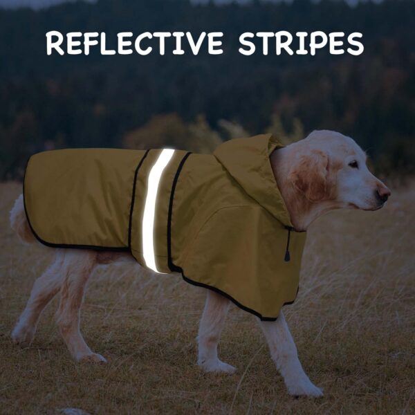 Dog Raincoat - Reflective Dog Rain Coat, Waterproof Dog Jacket, Adjustable Dog Rain Jacket with Hoodie, Lightweight Dog Poncho Slicker for Small Medium Large Dogs (Large, Yellow) - Image 5