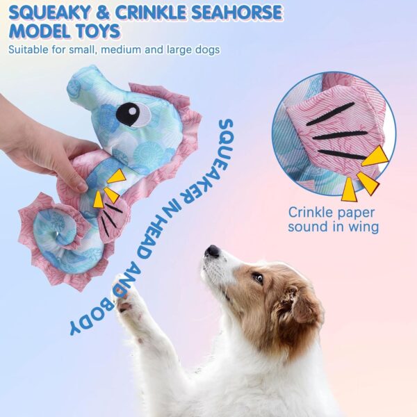 BINGPET Dog Water Toys Floating Toys,2 Pack Squeaky Dog Toys,Tough Interactive Dog Toys with Durable Oxford Fabric Summer Pool Outdoor,Seahorse Shaped Cute Dog Chew Toys for Small Medium Large Dogs - Image 5