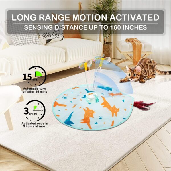 2-in-1 Rechargeable Motion Activated Interactive Cat Toys for Indoor Cats, Long Lifetime Motor Cat Chasing Toy for Exercise/Moving Butterfly/Feather Wand Kitten Toys - Image 3