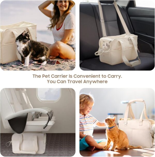 Dog Carrier Airline Approved for Pet, Soft Sided Folding Pet Carrier for Small Medium Cats Puppies up to 15 Lbs, Washable Breathable Puppy Carrie Carrier for Outdoor Travel(Small Beige) - Image 5