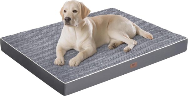 Dog Crate Bed Waterproof Dog Beds with Removable Washable Cover, Flannel Plush Orthopedic Dog Beds for Large Dogs, Anti-Slip Bottom Pet Sleeping Mattress for Large Dogs