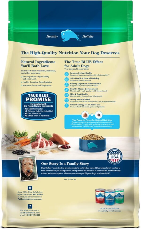 Blue Buffalo Life Protection Formula Adult Dry Dog Food, Helps Build and Maintain Strong Muscles, Made with Natural Ingredients, Lamb & Brown Rice Recipe, 5-lb. Bag - Image 2