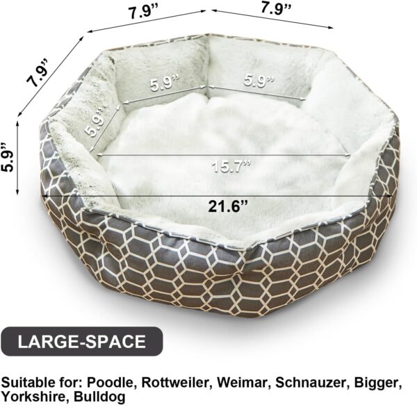 Orthopedic Dog Beds for Medium Dogs, Round Washable Dog Sofa with Anti-Slip Bottom, Grey, 21.6”×21.6”×6”1 - Image 6