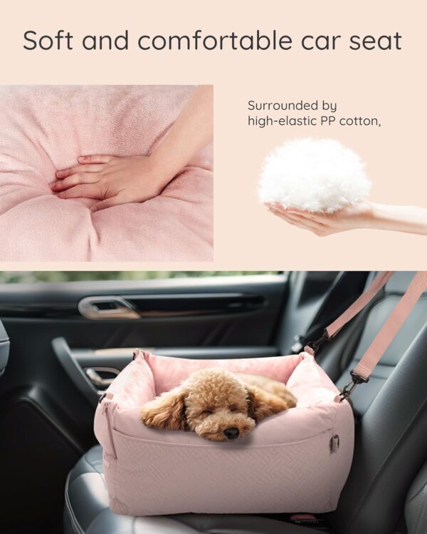 Small Dog Car Seat, Detachable Washable and Waterproof Puppy Booster Car seat for Small Pets Up to 25lbs, Soft Portable Dog Bed with Storage Pockets and Adjustable Straps for Travel Carrier - Image 2