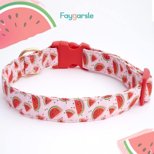 Faygarsle Cute Dog Collar for Girls Boy Dogs Soft Fancy Pet Collar with Watermelon Design Ideal Pink Summer Dog Collar for Small Medium Large Dogs M - Image 2