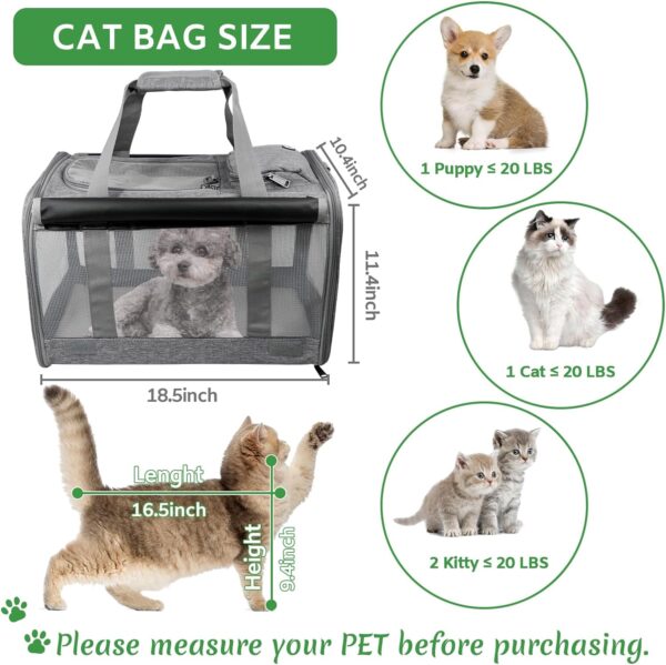 Cat Carrier for Cats Under 20 lbs,Soft Kitty Carriers for Cats,Puppy Carrier for Small Dogs,Foldable Dog Travel Carriers Hard - Image 2