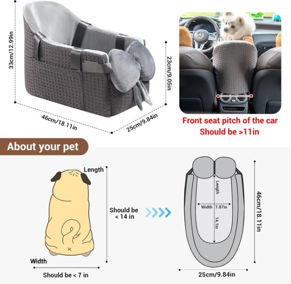 Console Dog Car Seats for Small Dog,Center Armrest Pet Booster Seat Puppy Travel Carrier for Car - Image 5