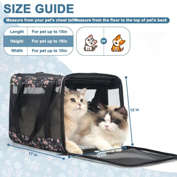 EXPAWLORER Top Load Cat Carrier Large,Pet Carrier Airline Approved for Large, Medium Cats, 2 Cats and Small Dogs,Soft-Sided Collapsible Escape Proof Cat Travel Carrier, Easy to get cat in - Image 2