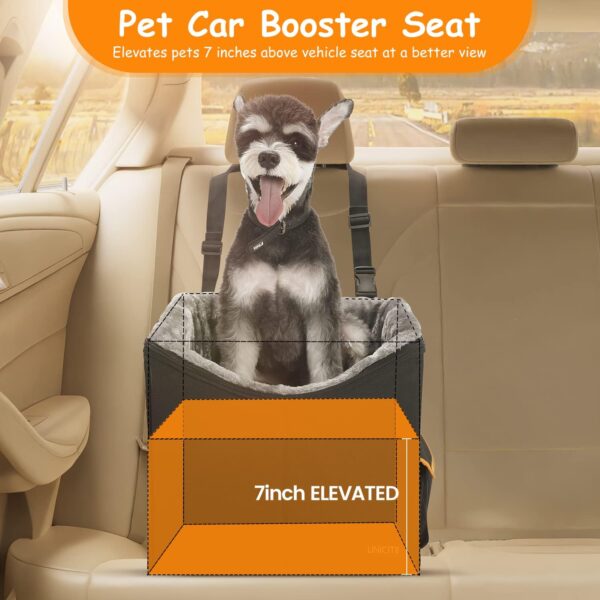 Dog Car Seat for Small Dogs, Elevated Dog Booster Seat Pet Travel Carrier Bed for Car with Adjustable Straps Pet Car Booster Seat for Small Dogs Cats - Image 2