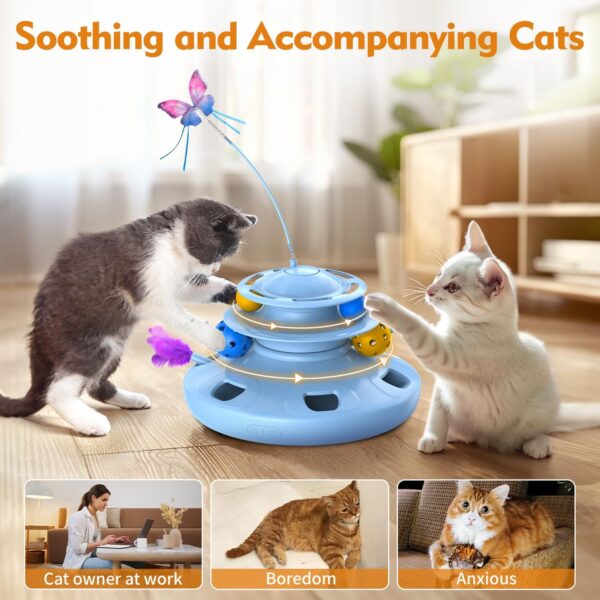 Interactive Cat Toys for Indoor Cats Automatic Cat Toy 4in1 Kitten Toys,Fluttering Butterfly,Random Ambush Feather,Track Balls,Cat Ball Toy for Cat Enrichment USB Charging - Image 4