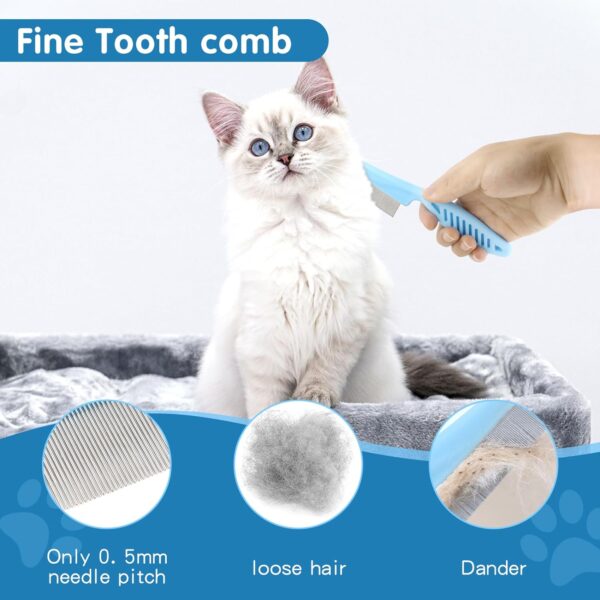 Dog Brush Dog Grooming Kit 6PCS Dog Brush for Shedding-Dog Brushes for Grooming, Dematting Comb for Dogs, Cat & Dog Nail Clipper with Nail File, Flea Comb, Dog Bath Brush-Blue - Image 7