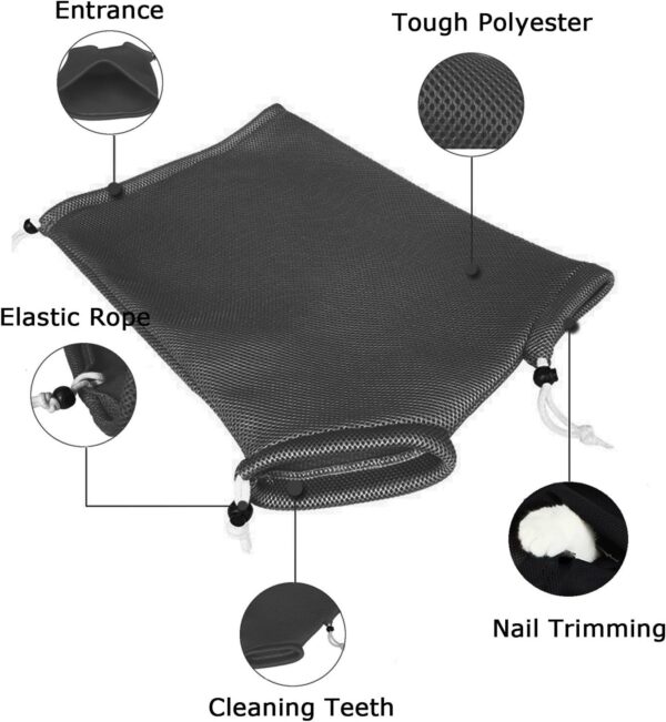 ASOCEA Cat Bathing Bag Adjustable Cat Grooming Mesh Bag Breathable Restraint Shower Bag Anti-Bite and Anti-Scratch for Bathing Nail Trimming Injecting Ears Clean Medicine Taking - Image 4