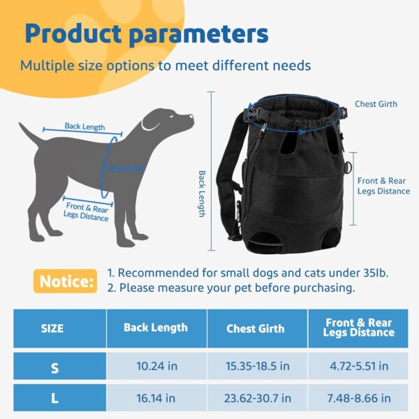 Dog Carrier Backpack - Legs Out Front - Facing Pet Carrier Backpack for Small Medium Large Dogs, Airline Approved Handsa - Canvas Mesh Free Cat Travel Bag (Large) - Image 2