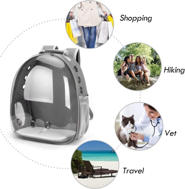 Cat Backpack Carrier, Pet Bubble Backpacks Airline Approved, Clear Space Capsule Pet Travel Carrying Bag Bookbag for Small Medium Cat Dog Puppy Kitten Bunny Bird with Hiking Walking Outdoor Use - Image 8