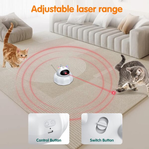 Cat Laser Toy Automatic, 4-in-1 Interactive Cat Toys for Indoor Cats, Hide and Seek Kitten Wand Toy, USB Rechargeable Electronic Kitten Toys with Moving Feather, Cover for Bored Cats All Breeds - Image 3