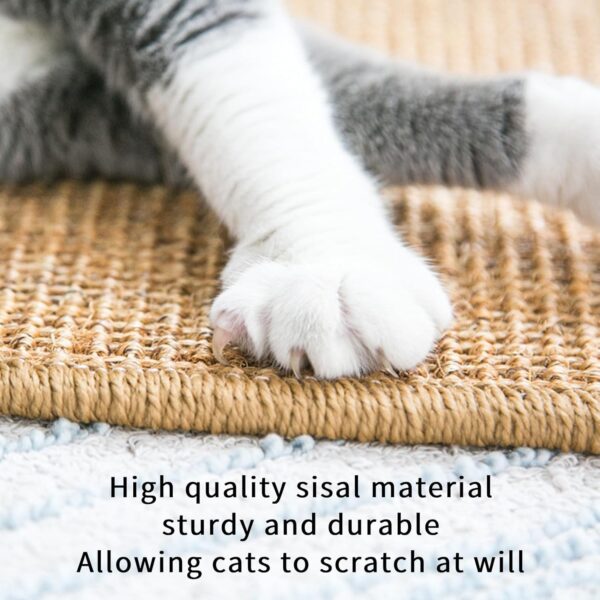 Cat Scratcher Mat for Indoor Cats, Natural Sisal Cat Scratch Blanket with Tapes, Cat Floor Corner Scratching Pad, Cat Furniture Couch Carpets Protector (L (31.5 x 23.6 Inch) / 1 Pack) - Image 4