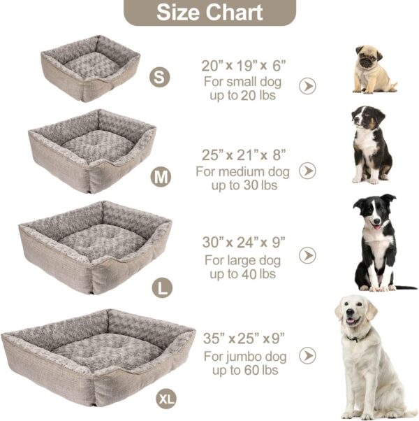 FURTIME Dog Bed for Large Medium Small Dogs Soft Washable Pet Bed Orthopedic Dog Sofa Bed Breathable Rectangle Sleeping Bed Anti-Slip Bottom(25'', Brown) - Image 4