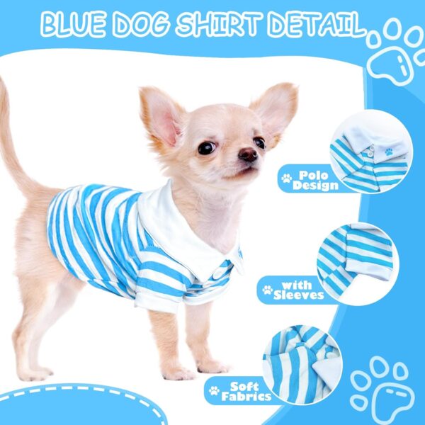 2 Pieces Stripe Dog T-Shirt Teacup Chihuahua Dog Clothes for Small Dogs Boy Yorkie Puppy Clothes XXS Blue+ Red - Image 3