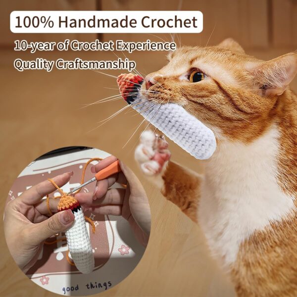 Catnip Toy for Cats Handmade Crocheted Cartoon Joint Cat Kicker Toy Teething Chew - Image 4