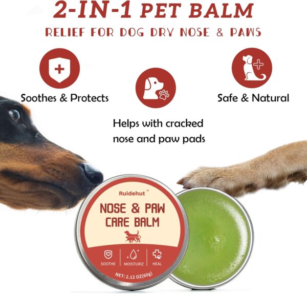 Dog Paw Balm | Dog Nose Balm | 2-in-1| Soothes, Heals, and Moisturizes Dry, Cracked Noses and Paws | Natural Plant Ingredients, Gentle and Safe - 2.12 Oz - Image 2