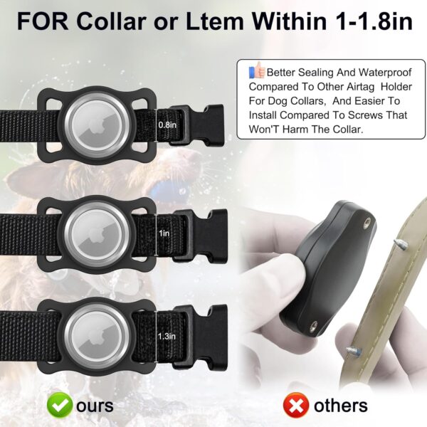 [2Pack] AirTag Dog Collar Holder - Airtag Watch Dog Collar | Waterproof Airtag Holder for Dog Collar,Metal Case Prevents Chewing,for Medium to Large Dog Collar/Backpack - Image 7