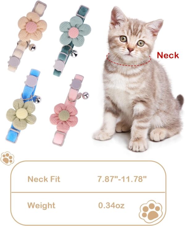 Cat Collar with Flower,Cat Collars for Girl Cats and Boy Cats,Breakaway Cat Collar with Bells,Adjustable kitten collar,Cute cat Collar(Pink, Breakaway) - Image 5