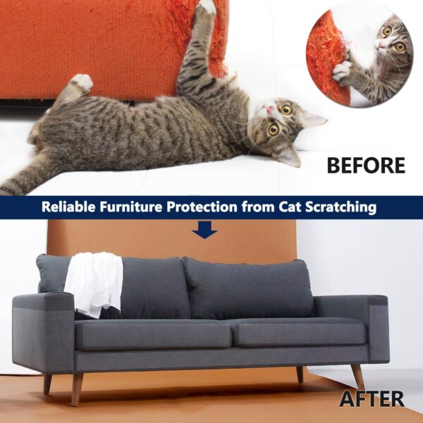 Anti Cat Scratch Furniture Protectors, 16 Pack Single Side Thick Couch Sofa Protector from Cats Claws, Self-Adhesive Cat Tape Clear Cat Scratch Scratching Deterrent Guard Shield for Furniture - Image 4