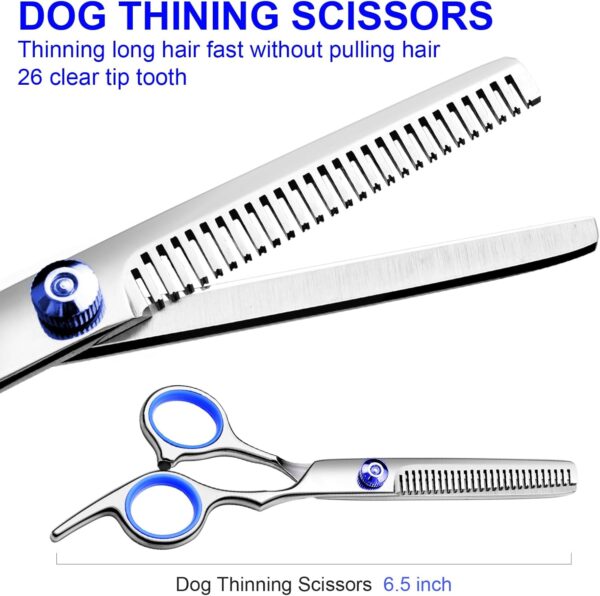 Professional 4 in1 Dog Grooming Scissors Kit, Titanium Coated Dog Scissors for Grooming, Grooming Shears Kit - Thinning, Curved Scissors and Comb for Dog Cat Pet - Image 4