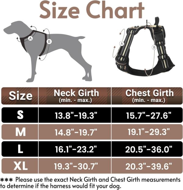 rabbitgoo Dog Harness for Large Dogs No Pull, Comfortable Padded Plaid Dog Harness with Handle Easy Control, Adjustable Reflective Puppy Pet Harness Vest with 2 Leash Clips, Brown Plaid, L - Image 2