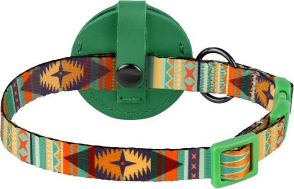 Airtag Cat Collar with Bell - Non Breakaway Soft Pet Collar with Leather Air Tag Holder - Adjustable GPS Anti-Lost Collars for Girl Boy Cats Kitten Puppies, Lightweight and Patterned (Mexican Green) - Image 8