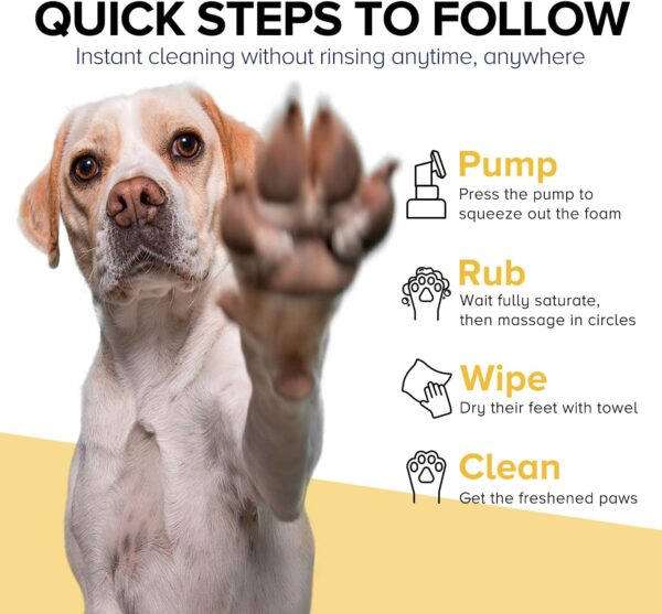 Clean Paws, Dog Paw Cleaner, No-Rinse Foaming Cleanser, Moisturizing & Deodorizing Paw Wash with Silicone Bristle Brush, Deep Clean, Easy & Portable Paw Cleaner for Dogs, 6.8 Fl Oz - Image 5