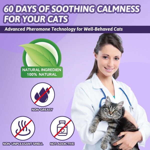 VICSOM Calming Collars for Cats, Cats Calming Collar, Pheromone Calm Collar for Cats, Waterproof Adjustable Natural Cat Calming Collars with 60 Days Anti Anxiety Relief Stress Effect, 4PCS Purple - Image 5