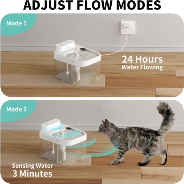 Wireless Pump Cat Water Fountain, 3L/101oz Pet Water Fountain for Cats Dogs Inside, Automatic Cat Water Dispenser with App Control, Smart Fountain, Clean and Dirty Separation - Image 3