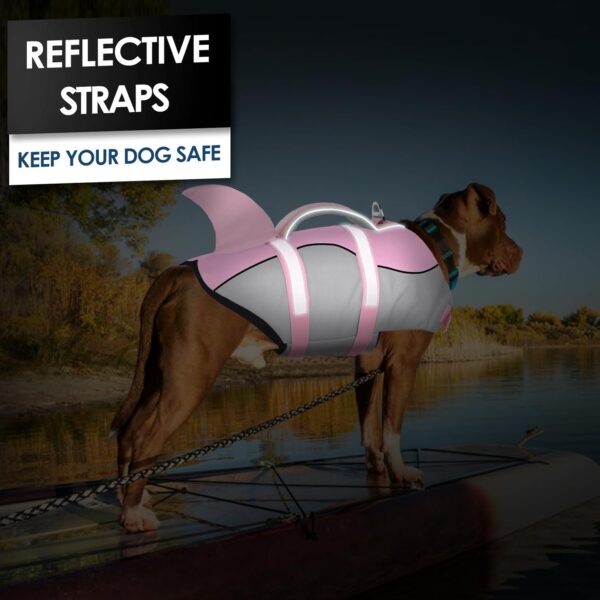 AOFITEE Dog Life Jacket, Dog Life Vest for Swimming, High Flotation Dog Life Vests with Rescue Handle, Reflective French Bulldog Life Jacket, Shark Fin Dog Life Jacket for Small Medium Large Dogs - Image 6