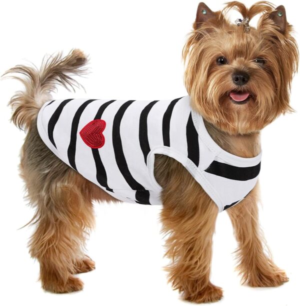 Pet Dog Striped T-Shirt Dogs Cats Cotton Vest Spring Summer Pet Apparel Tee Shirt Suitable for Small and Medium Large Pets French BullDog Bichon