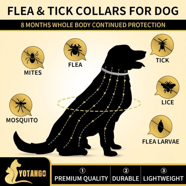 4 Pack Flea Collar for Dogs, 32 Months Flea and Tick Prevention for Dogs, Waterproof Dog Flea Collar, Dog Flea and Tick Treatment, Adjustable Flea and Tick Collar for Dogs Puppy-Black&Gray - Image 2