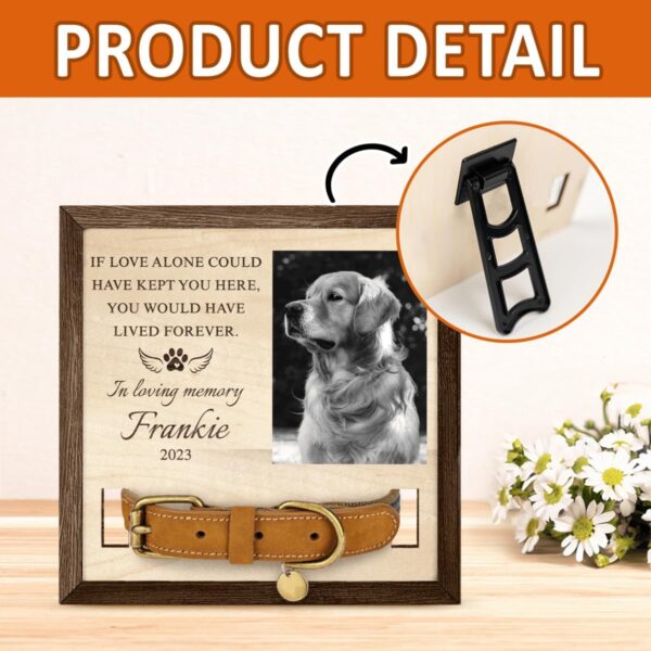 SANDJEST Personalized Pet Memorial Gifts, Pet Collar Frame with Photo, Dog Bereavement Gifts, Custom Memorial Gifts for Pet Dad Mom, Pet Loss Wooden Sign Plaque Decoration - Image 3