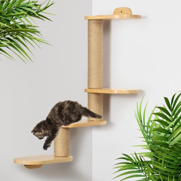 Cat Wall Shelves,Transformable Cat Scratching Post Wall Mounted, DIY Wall Mounted Cat Furniture for Climbing, Play, Nap (4-Layer) - Image 5