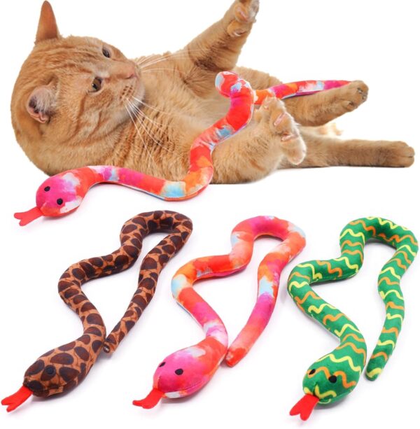 CiyvoLyeen Snake Catnip Toys Kitten Supplies Interactive Catnip Toys for Indoor Cats Snakes Cat Toy Novelty Gift for Cat Lovers Dental Health Chew Catnip Toy for Cats Set of 3