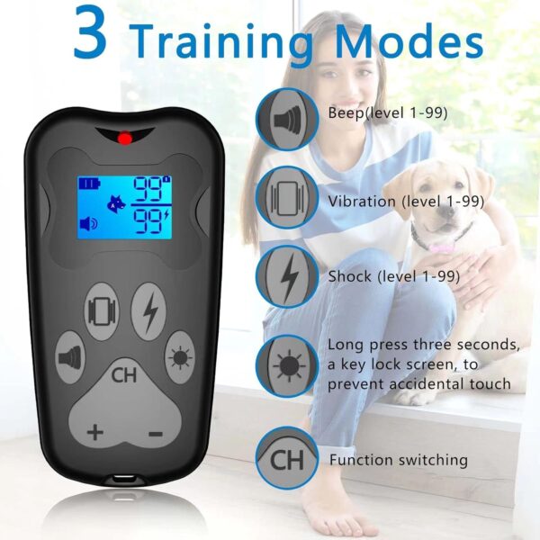 Dog Training Collar Damping Collar Remote 3000 feet 3 Training Modes with Vibration Buzzer Control Dog Training Collar Effectively Prevent Trainers from Wrong Signals (Pine+Black) - Image 2