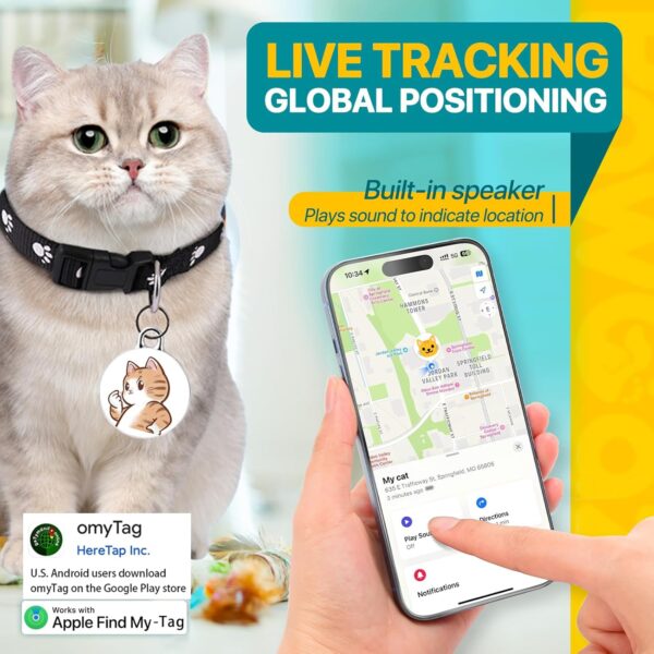 Cat Tracker-Cat Tracker Collar-Pet Trackers | Android and iOS Universal | No Monthly Fee | No Charging Required | Waterproof | Works with Any Collar - Image 2