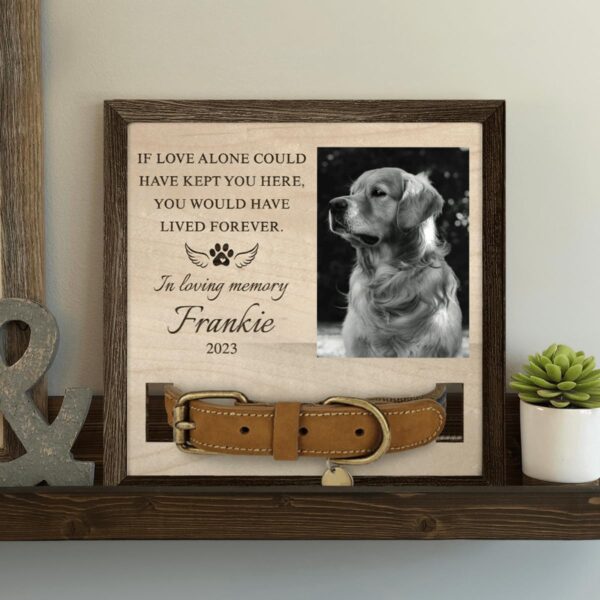 SANDJEST Personalized Pet Memorial Gifts, Pet Collar Frame with Photo, Dog Bereavement Gifts, Custom Memorial Gifts for Pet Dad Mom, Pet Loss Wooden Sign Plaque Decoration - Image 8