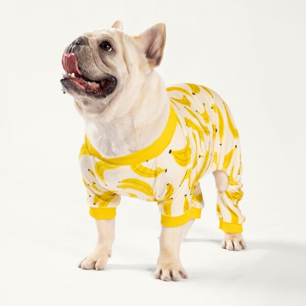 Fitwarm Banana Dog Pajamas, Warm Dog Onesie, Dog Clothes for Small Dogs Girl Boy, Lightweight Velvet Pet Jumpsuit, Cat Outfit, Beige, Yellow, Medium - Image 2