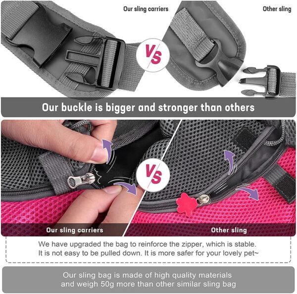 YUDODO Pet Dog Sling Carrier Breathable Mesh Travel Safe Sling Bag Carrier for Dogs Cats - Image 5