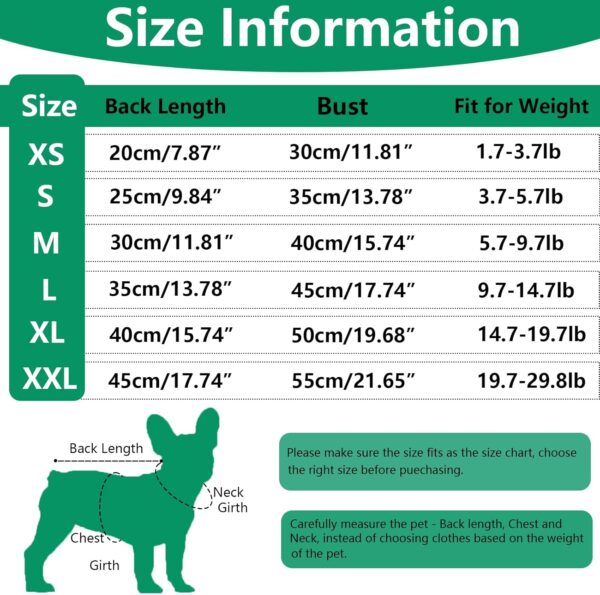 2 Pieces Puppy Clothes Summer Dog Shirt Cute Soft Dog Shirt for Small Dogs Bresthable Chihuahua Cat Clothes XS~XXL Pet Clothing (Green, Small) - Image 6