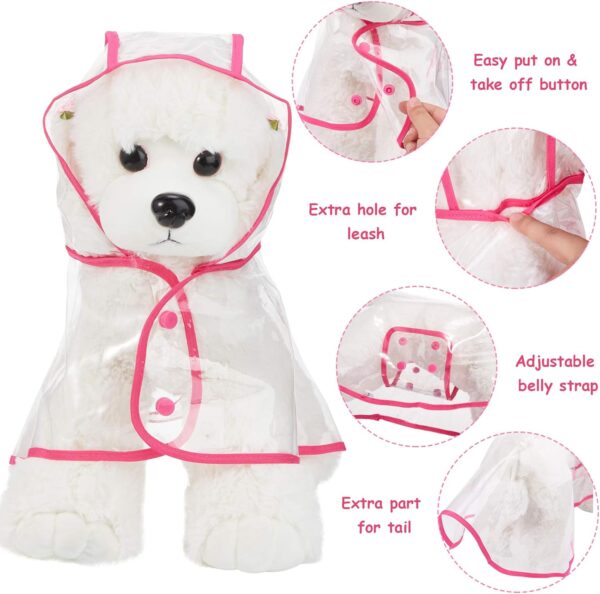 2 Pieces Pet Dog Raincoat Clear Pet Waterproof Clothes Hooded Rain Jacket Plastic Puppy Rain Poncho Pet Rainwear for Small Medium Dog (Rosy and White,M) - Image 4